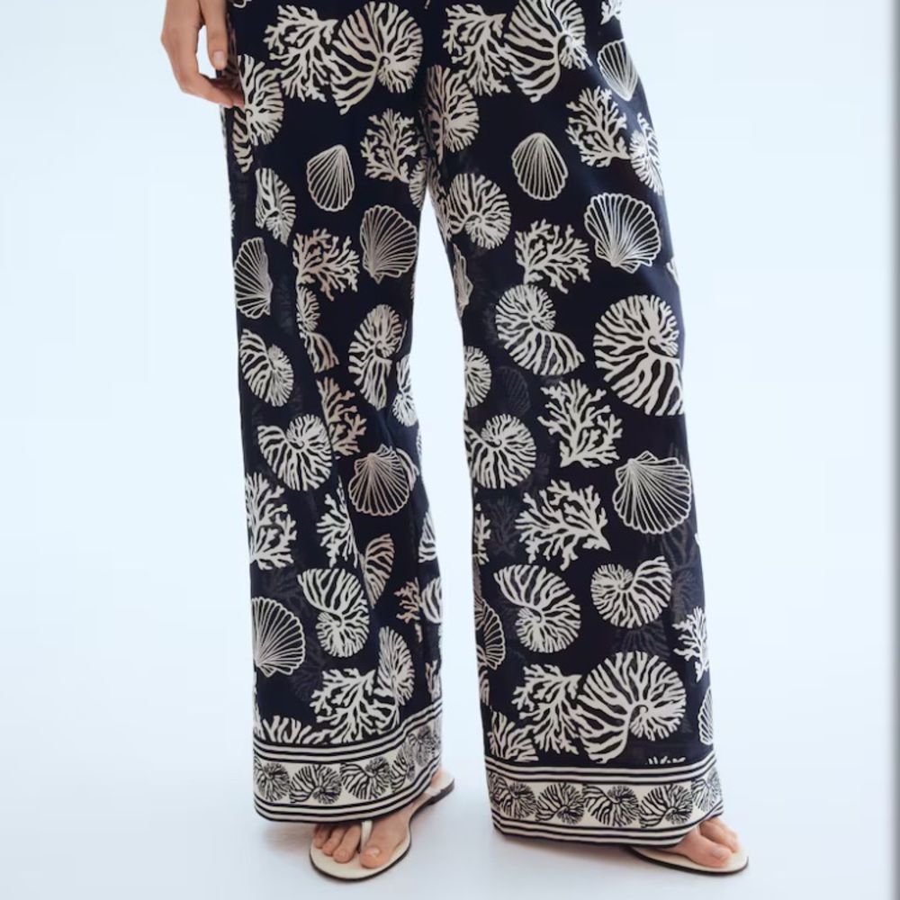 H&M Navy Seashells Patterned Women's Pants